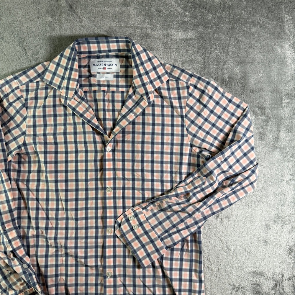Mizzen+Main Leeward Collection Button Down Plaid Trim Fit Shirt Small (READ)